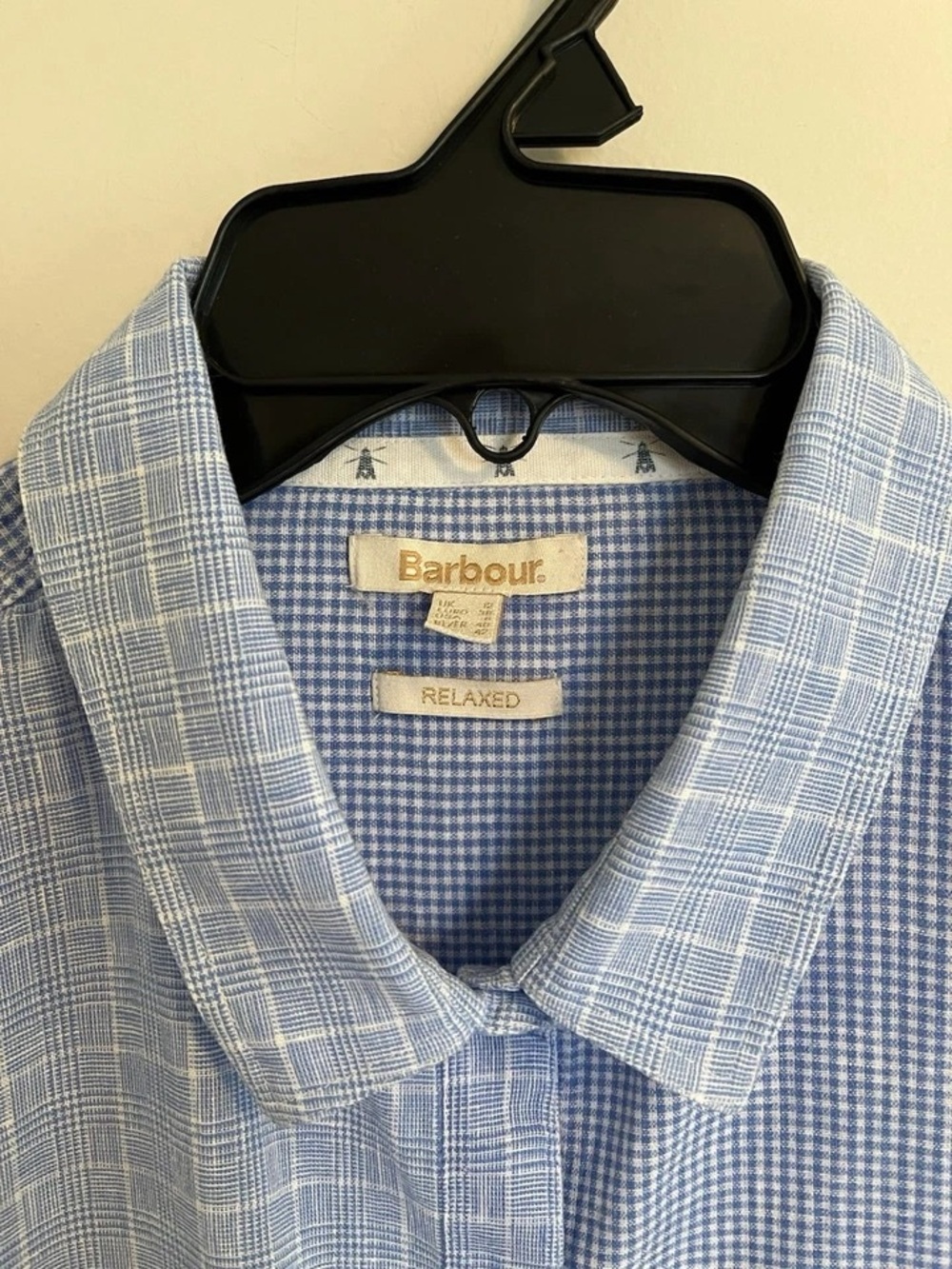 Barbour Light Blue Patchwork Check Button-Up Blouse - Picture 2 of 6